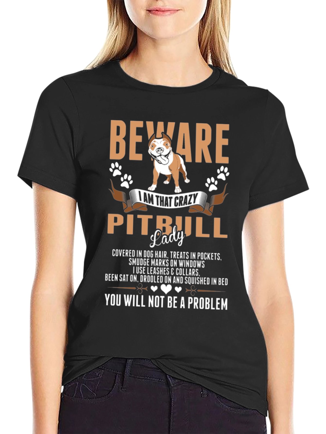 Beware Crazy Pitbull Lady Graphic Tee