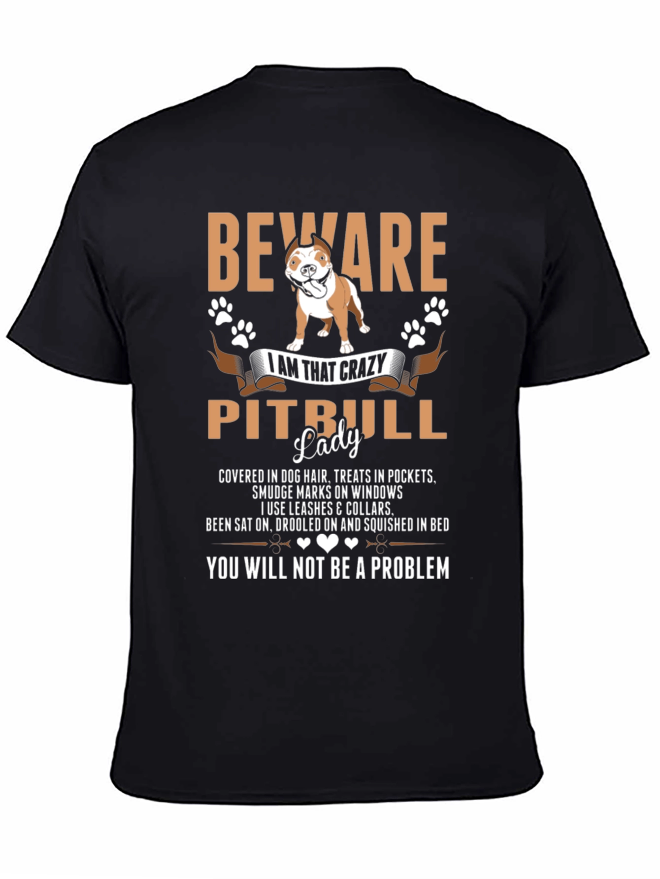Beware Crazy Pitbull Lady Graphic Tee