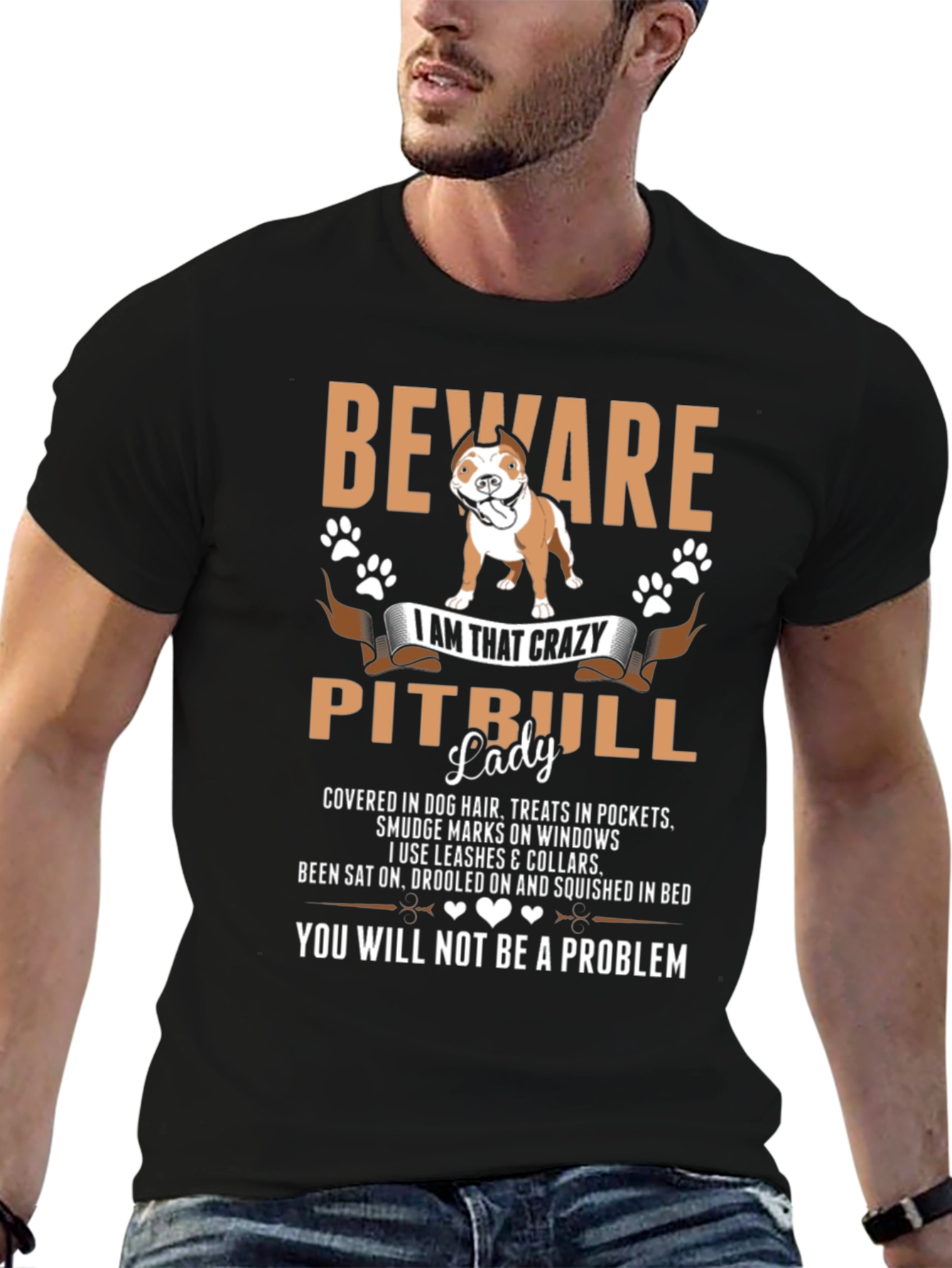 Beware Crazy Pitbull Lady Graphic Tee