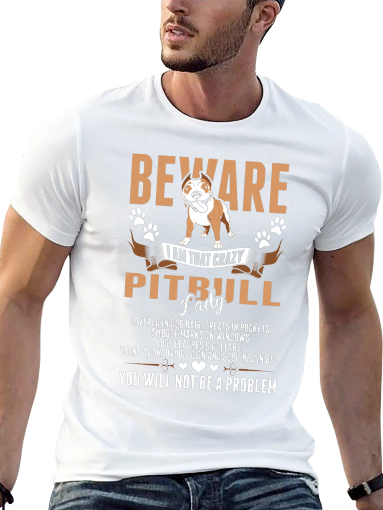 Beware Crazy Pitbull Lady Graphic Tee