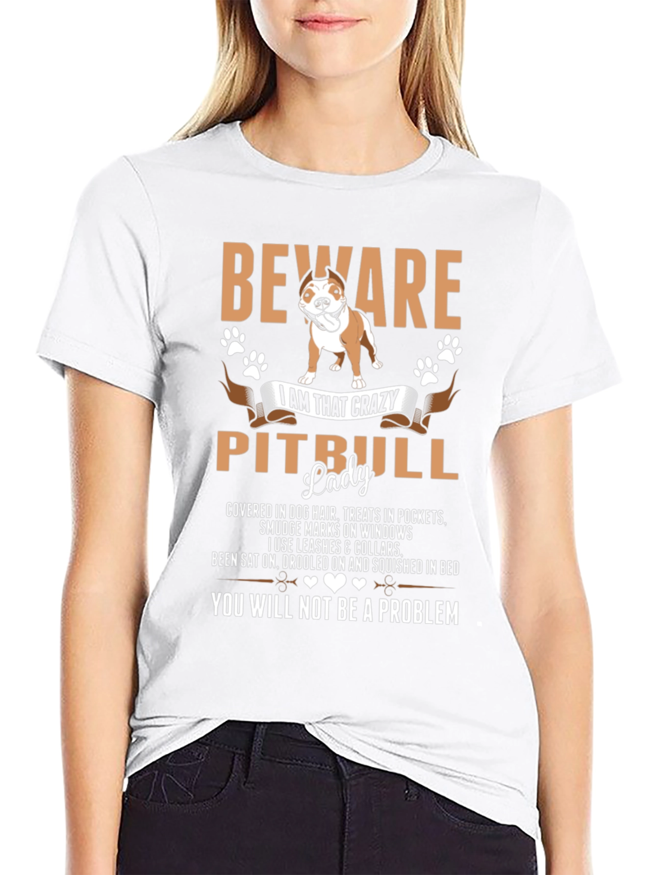 Beware Crazy Pitbull Lady Graphic Tee