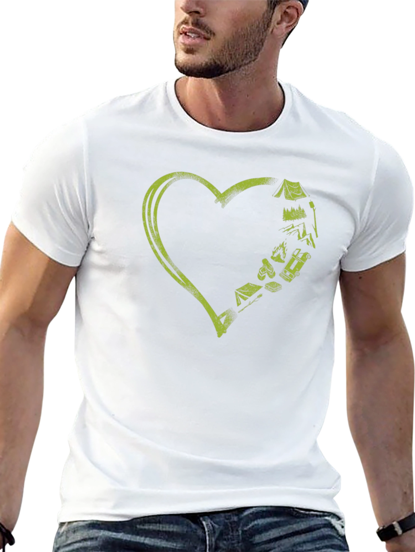 Camping Heart Graphic Tee - Adventure Lover T-Shirt