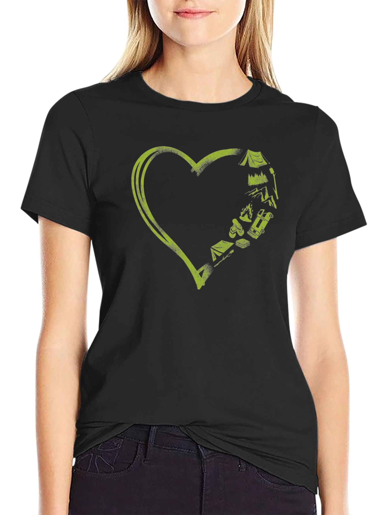 Camping Heart Graphic Tee - Adventure Lover T-Shirt