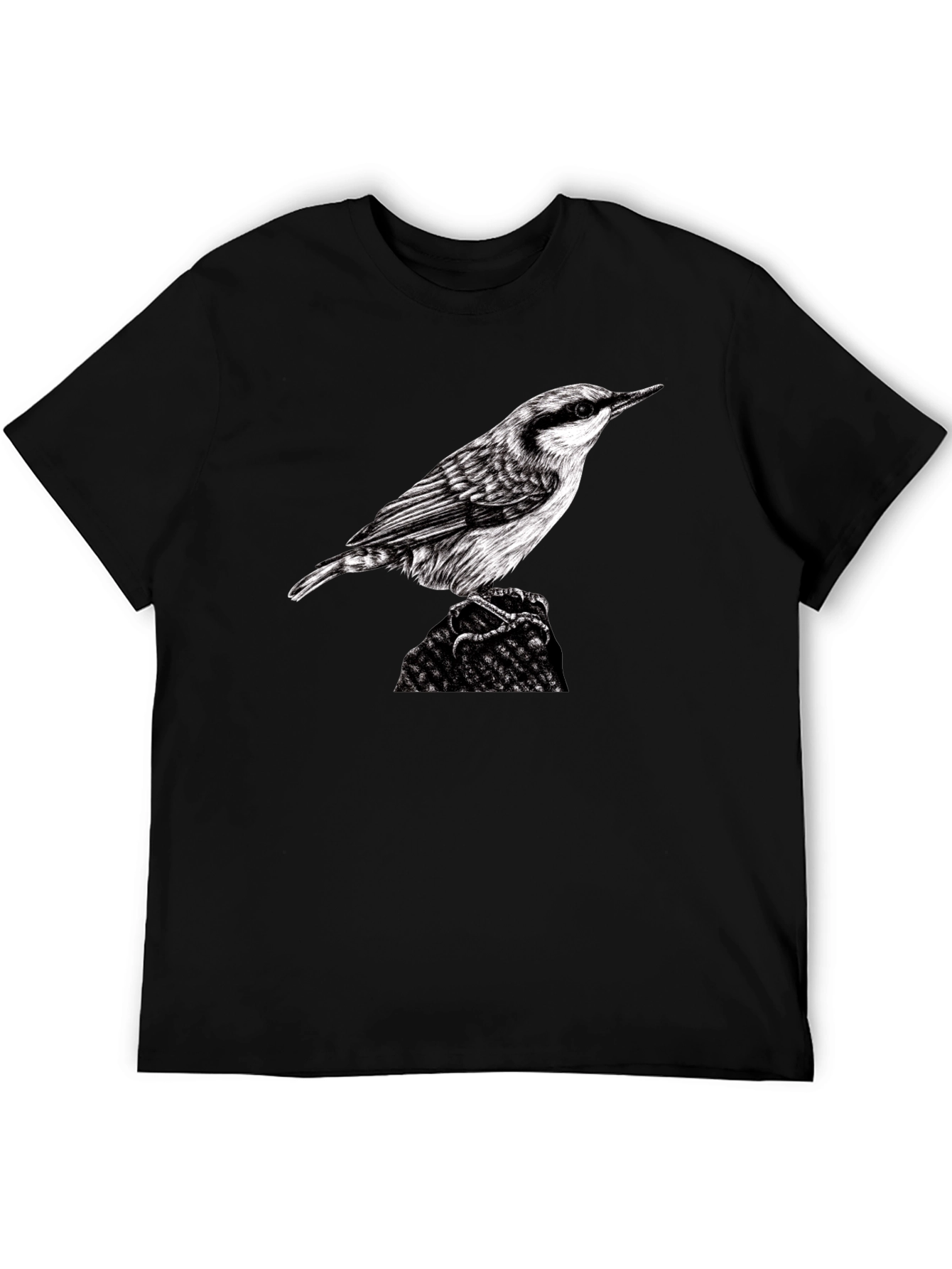 Bird Graphic Black T-Shirt - Nature Lover Tee