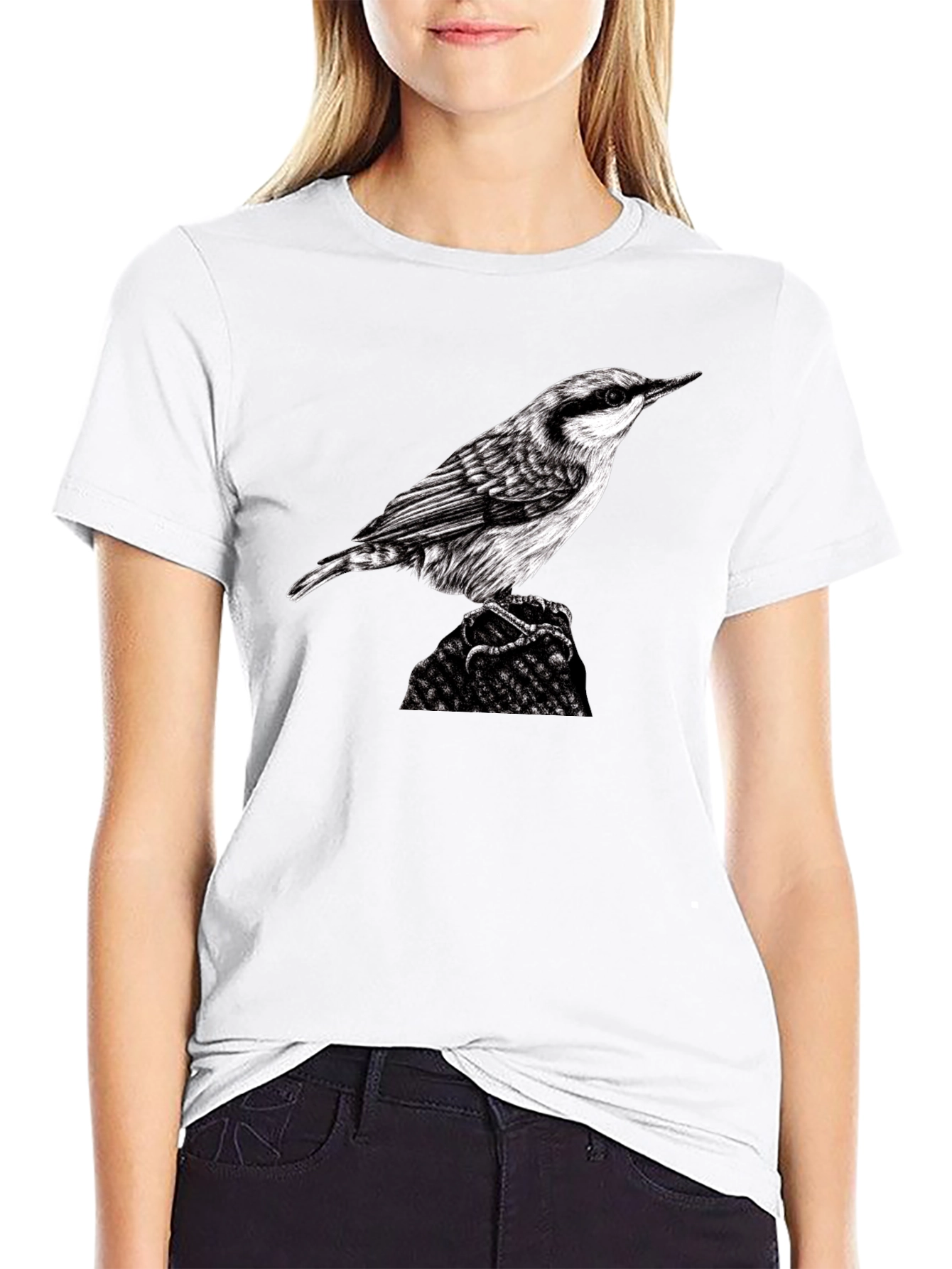Bird Graphic Black T-Shirt - Nature Lover Tee