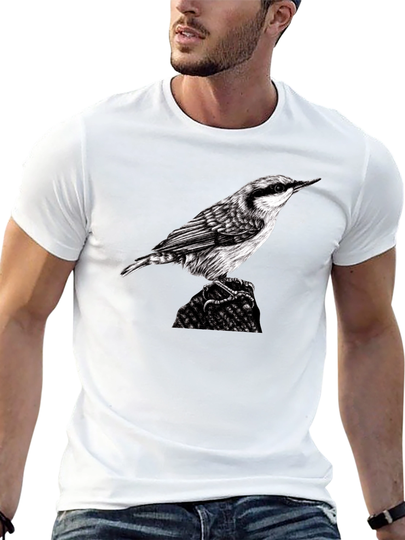 Bird Graphic Black T-Shirt - Nature Lover Tee
