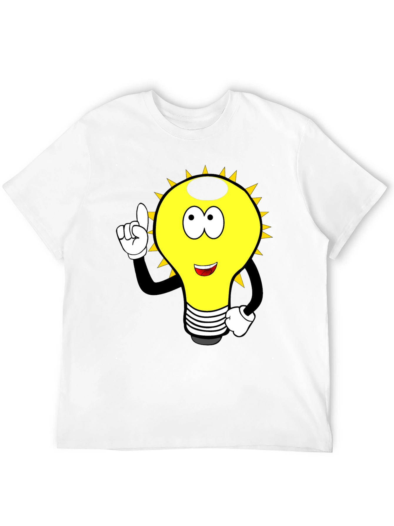 Cartoon Light Bulb Graphic Tee - Black
