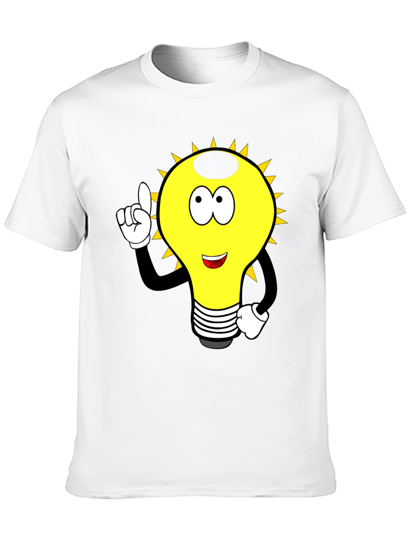 Cartoon Light Bulb Graphic Tee - Black