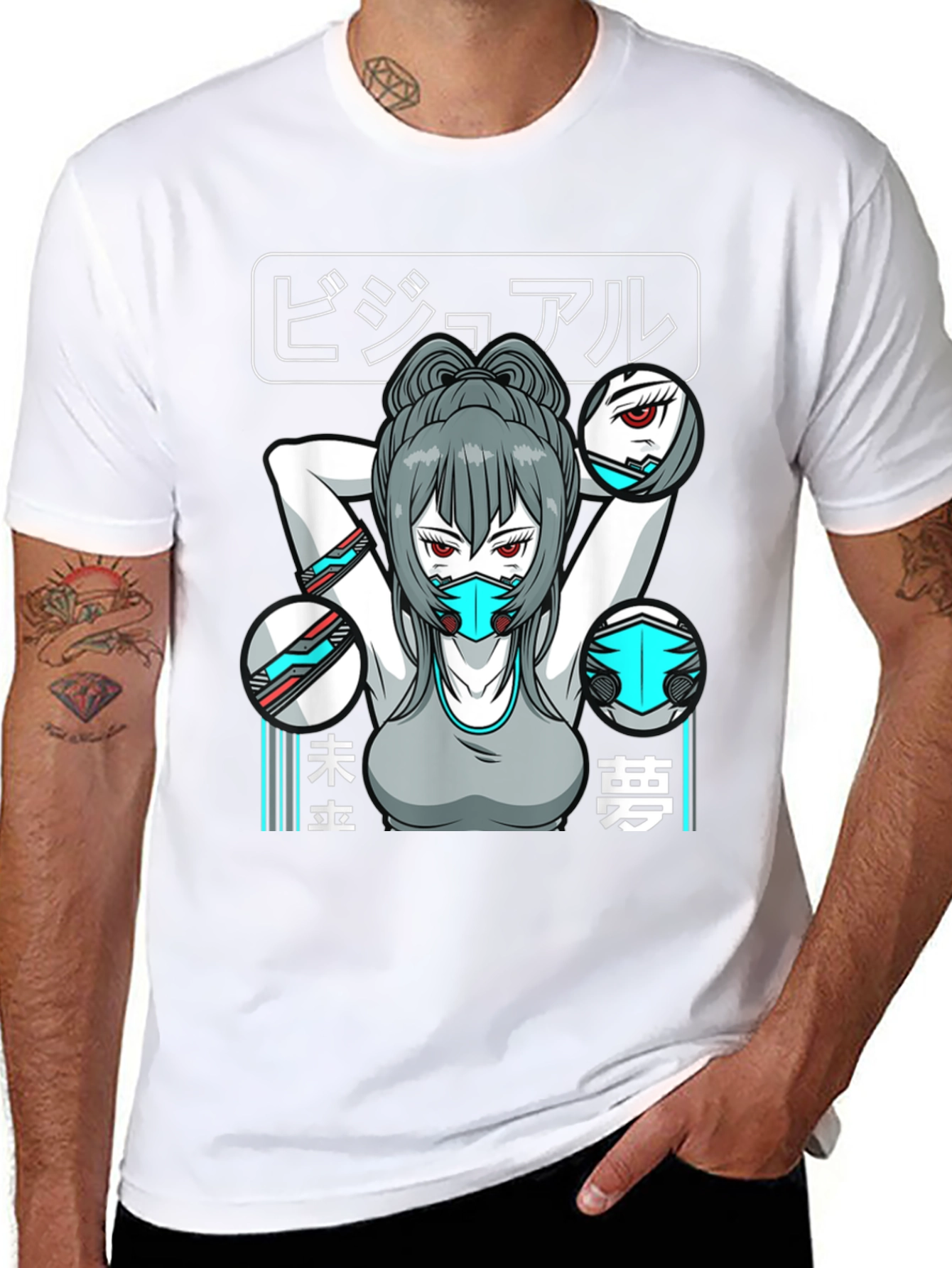 Anime Girl T-Shirt: Futuristic Cyberpunk Style