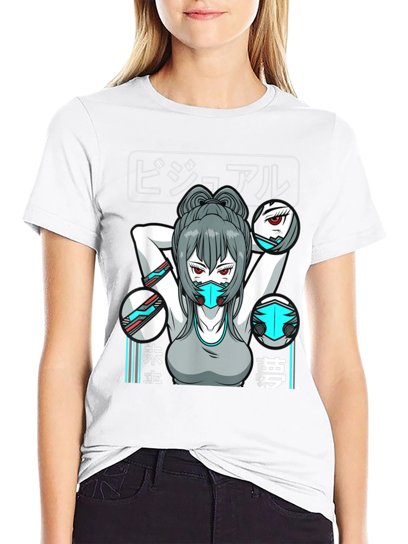Anime Girl T-Shirt: Futuristic Cyberpunk Style