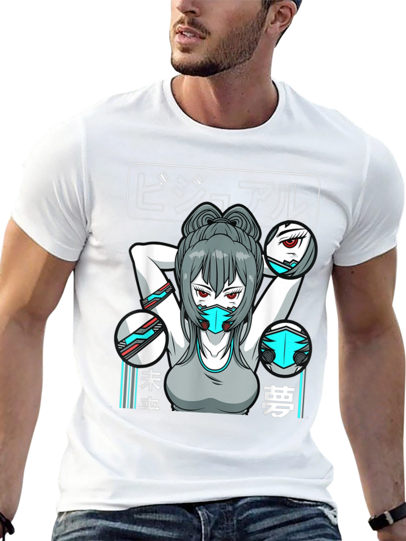 Anime Girl T-Shirt: Futuristic Cyberpunk Style