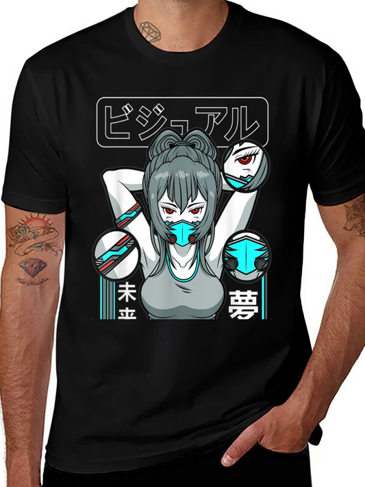 Anime Girl T-Shirt: Futuristic Cyberpunk Style