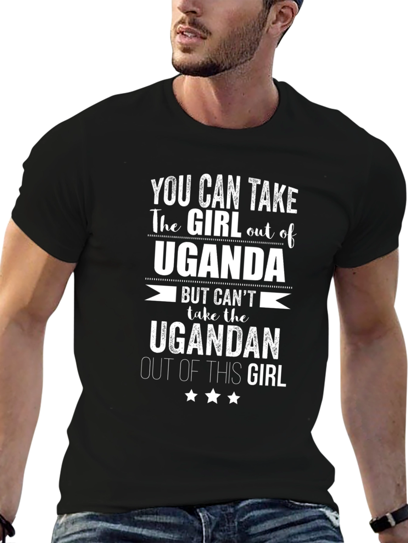 Ugandan Girl Pride Tee - Black Cotton Graphic T-Shirt