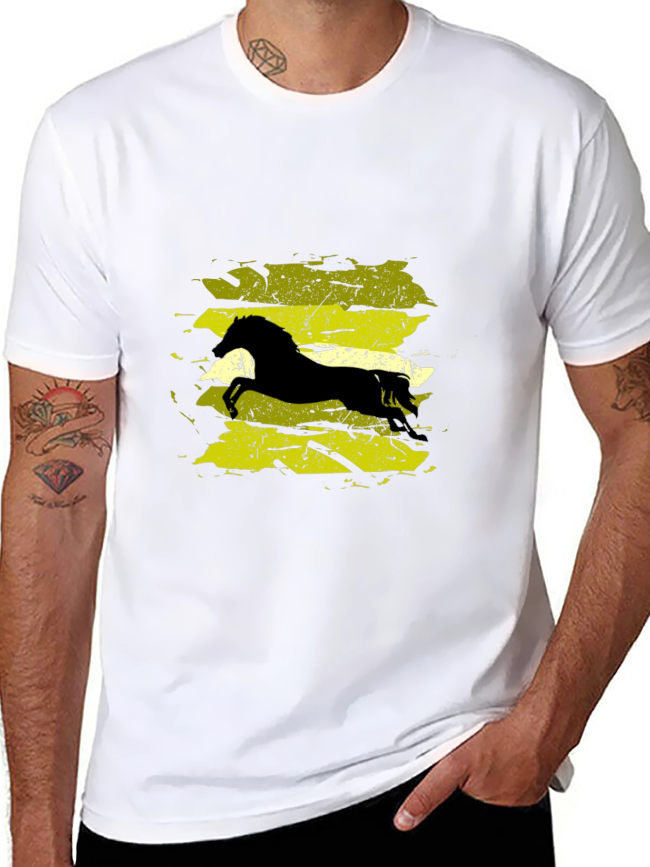 Black T-Shirt with Horse Graphic