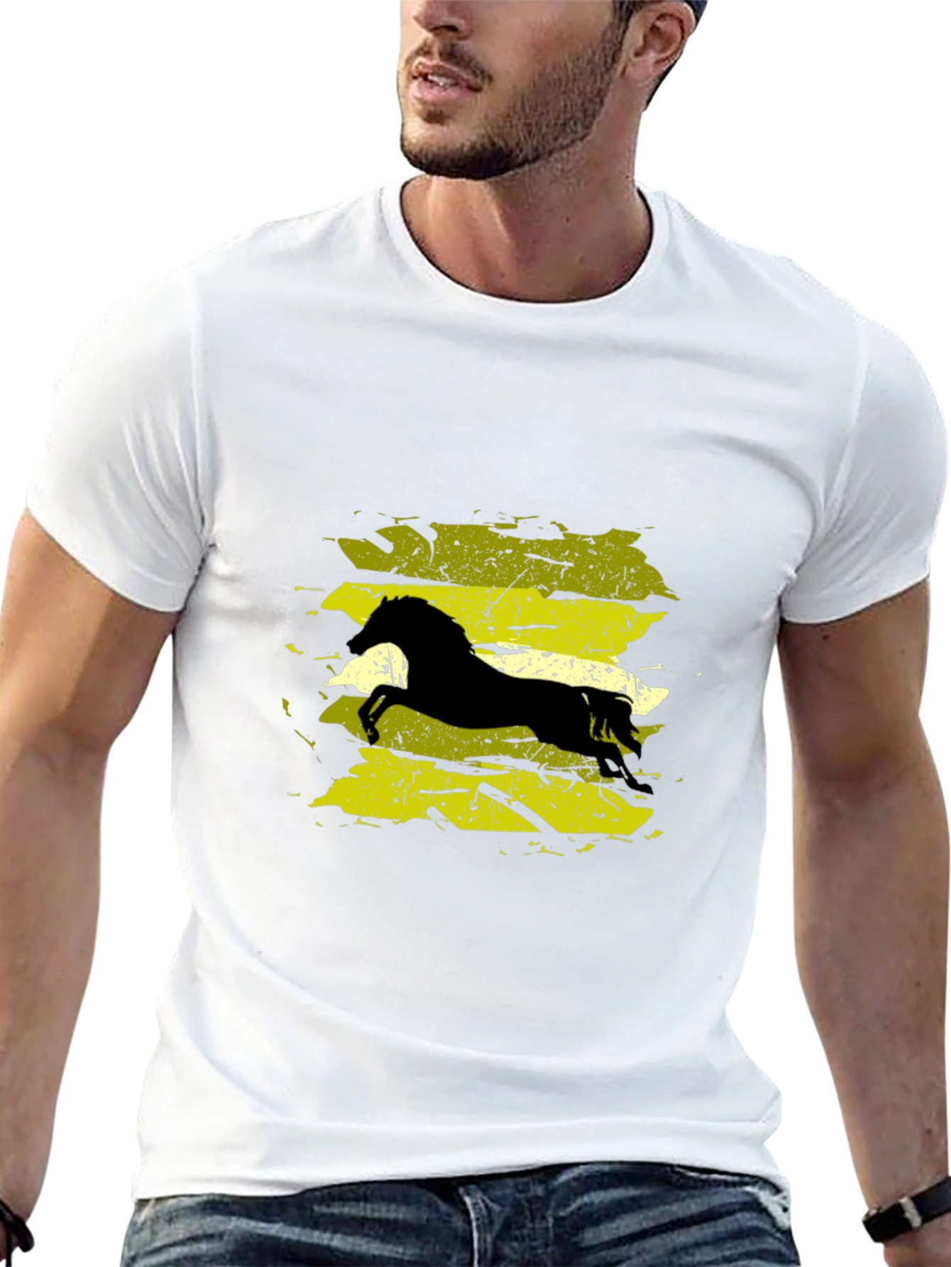 Black T-Shirt with Horse Graphic