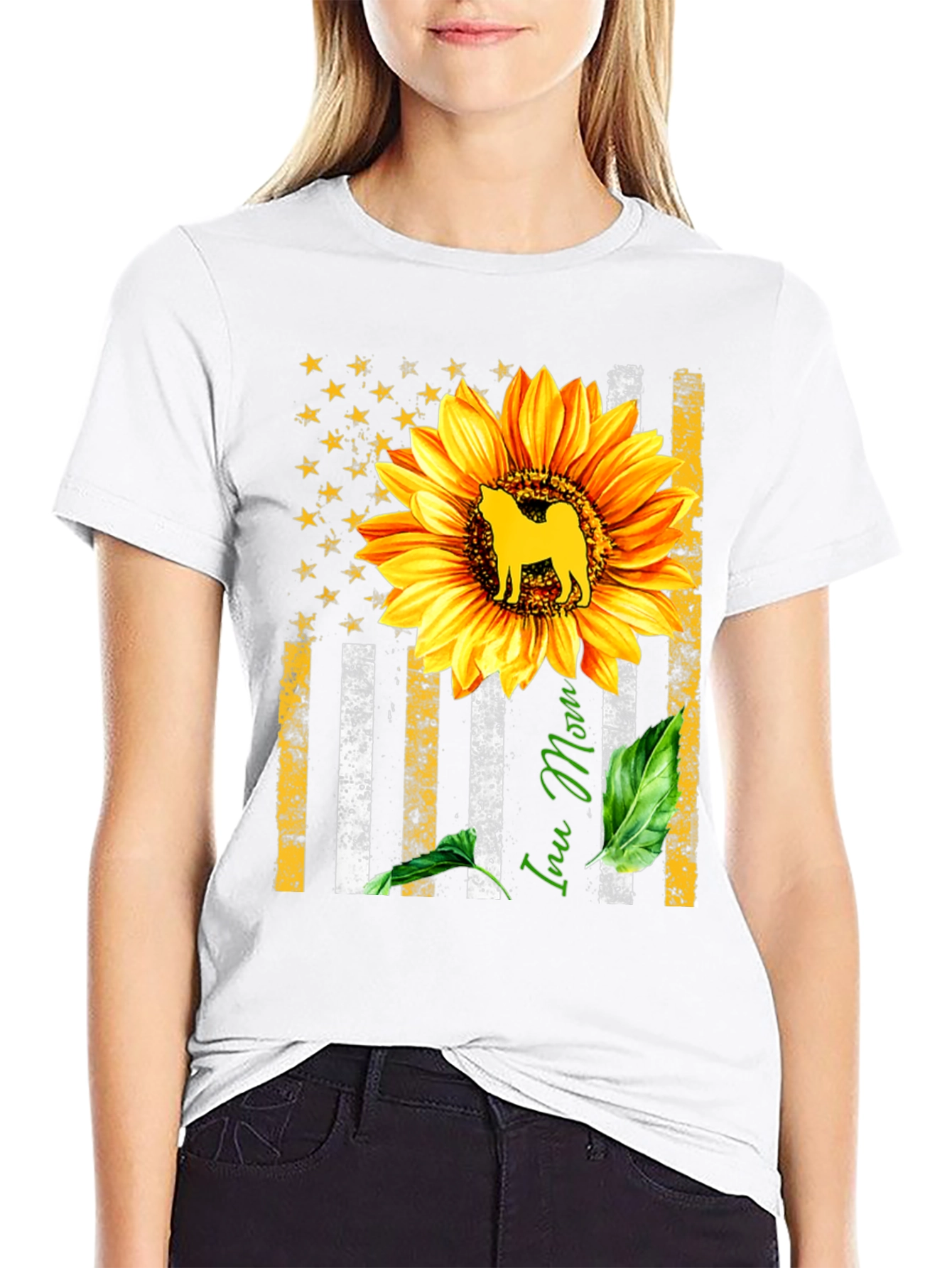 Sunflower Inu Mom Graphic Tee - Stylish Comfort
