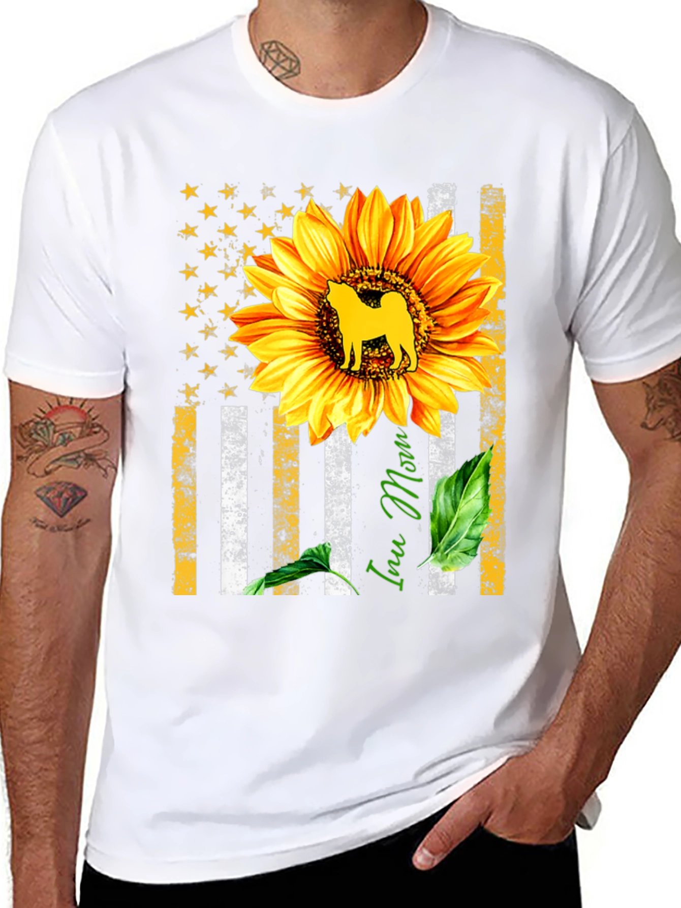 Sunflower Inu Mom Graphic Tee - Stylish Comfort