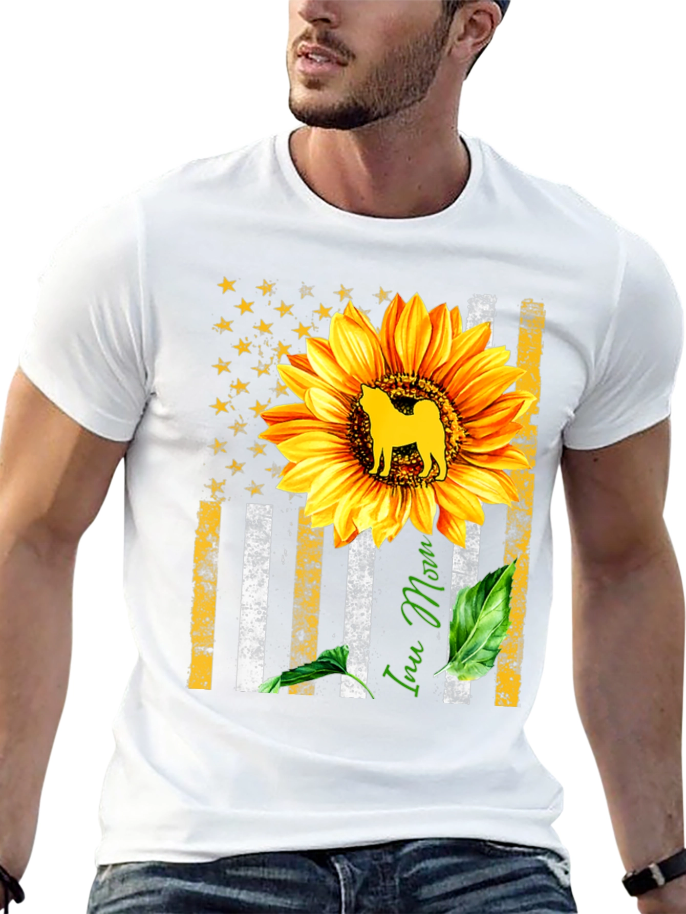 Sunflower Inu Mom Graphic Tee - Stylish Comfort