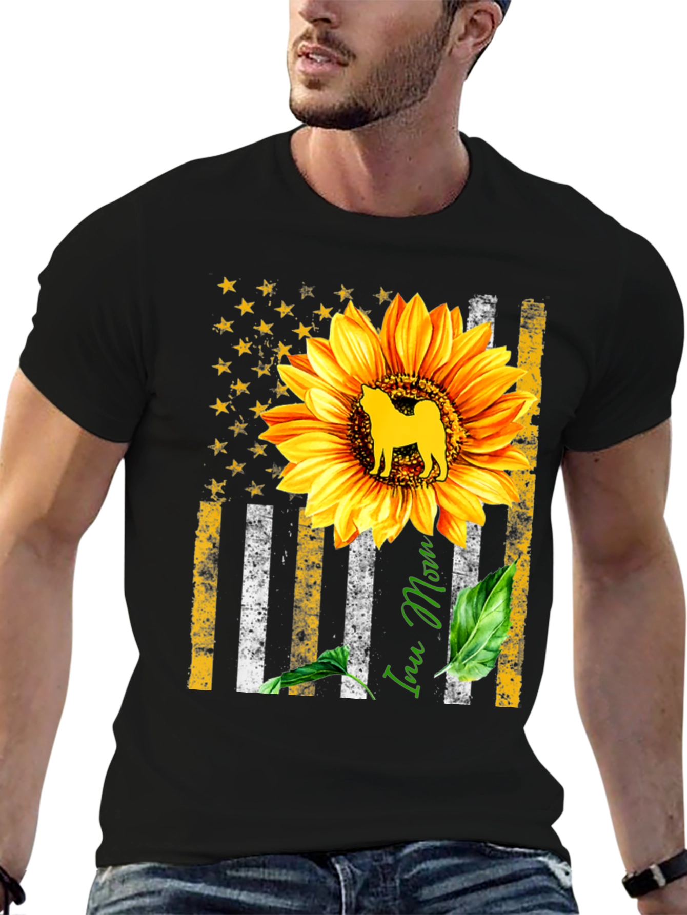 Sunflower Inu Mom Graphic Tee - Stylish Comfort