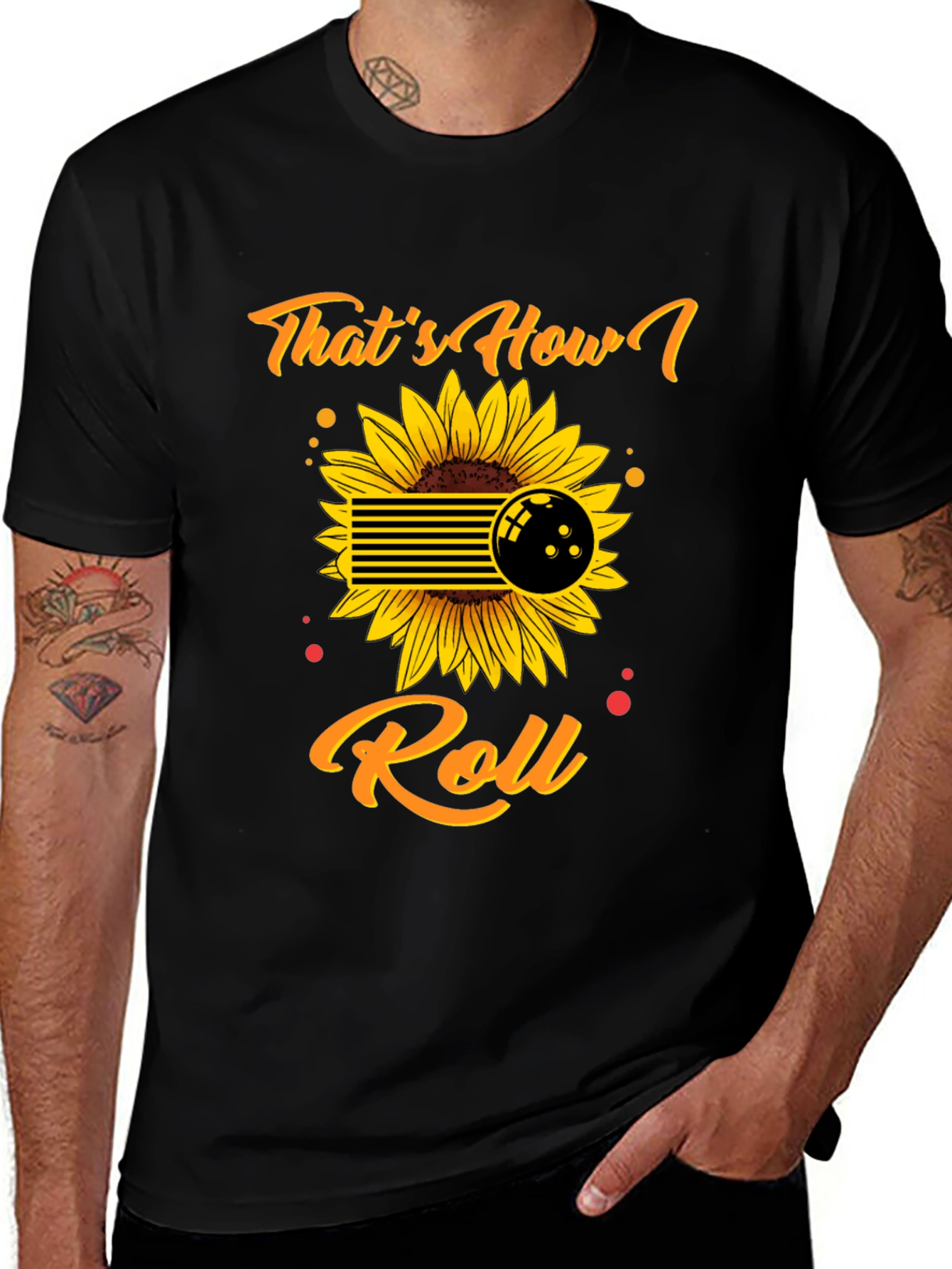 Thats How I Roll Bowling Sunflower Graphic Tee
