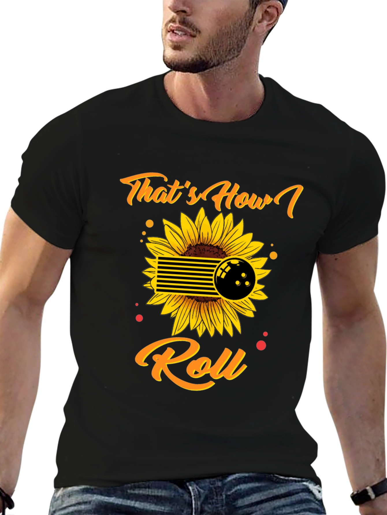 Thats How I Roll Bowling Sunflower Graphic Tee