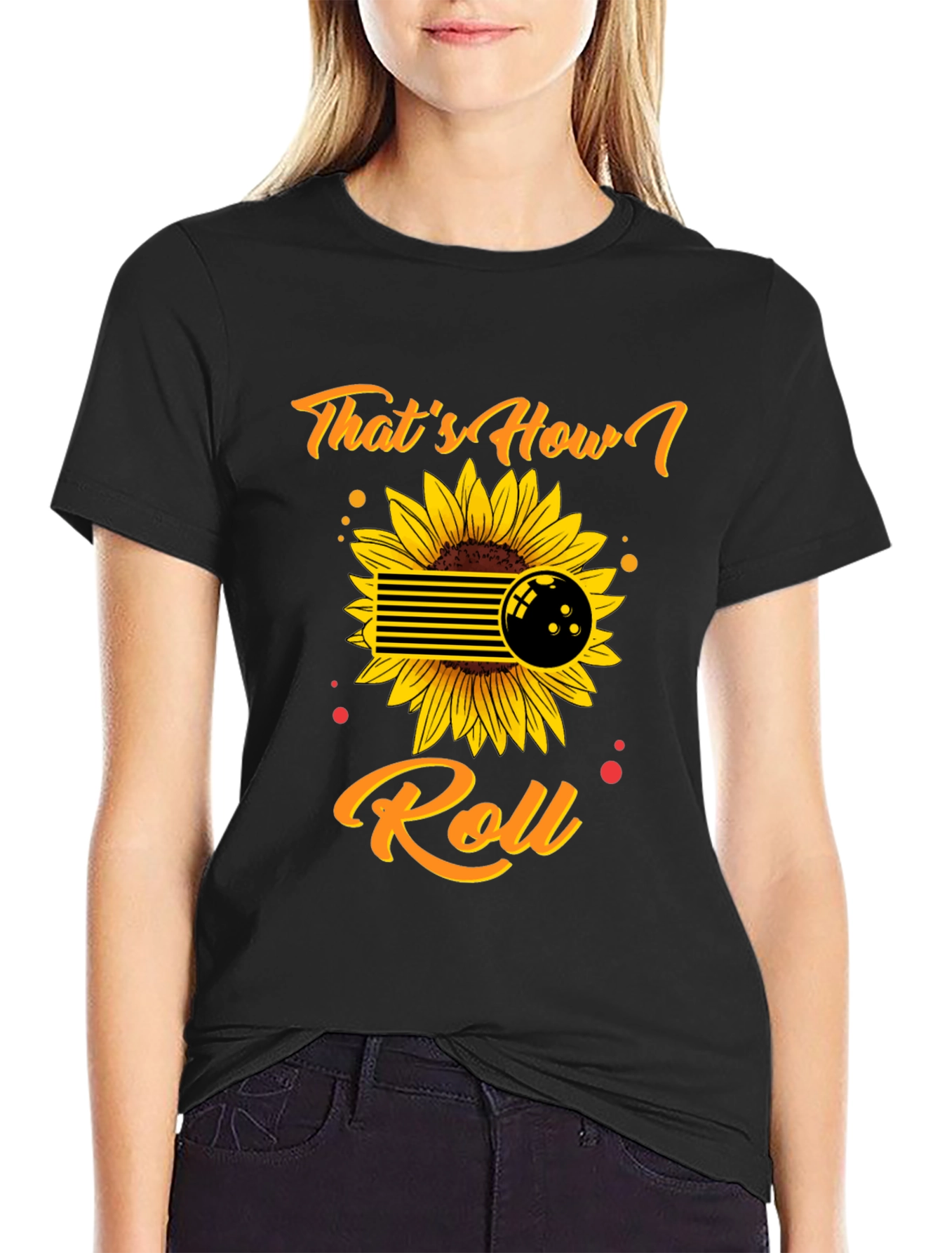 Thats How I Roll Bowling Sunflower Graphic Tee