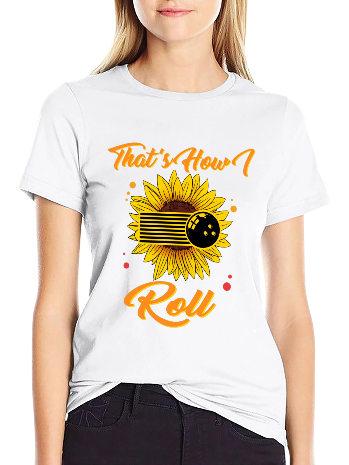 Thats How I Roll Bowling Sunflower Graphic Tee