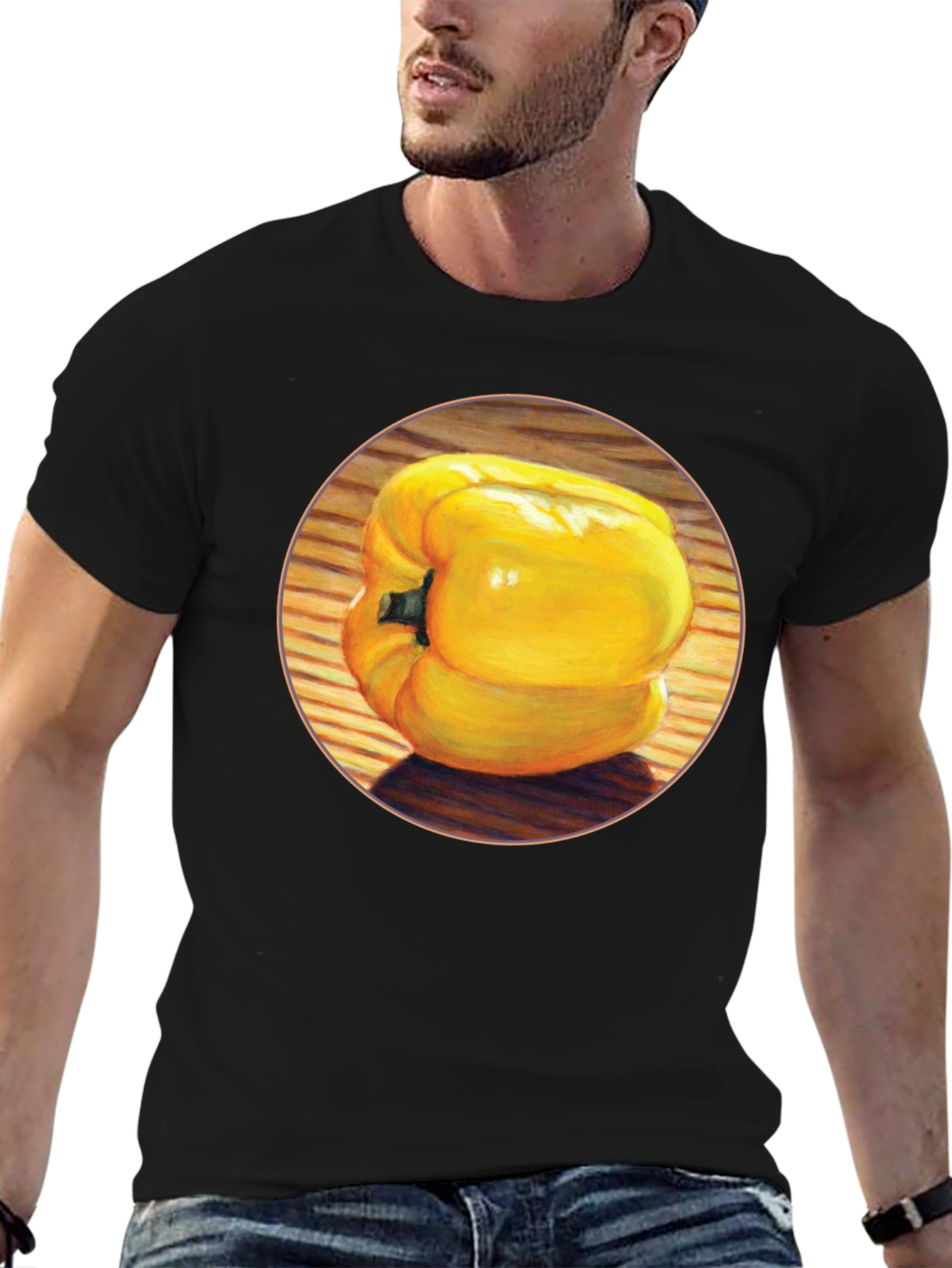 Yellow Pepper Graphic Tee - Unisex Black T-Shirt