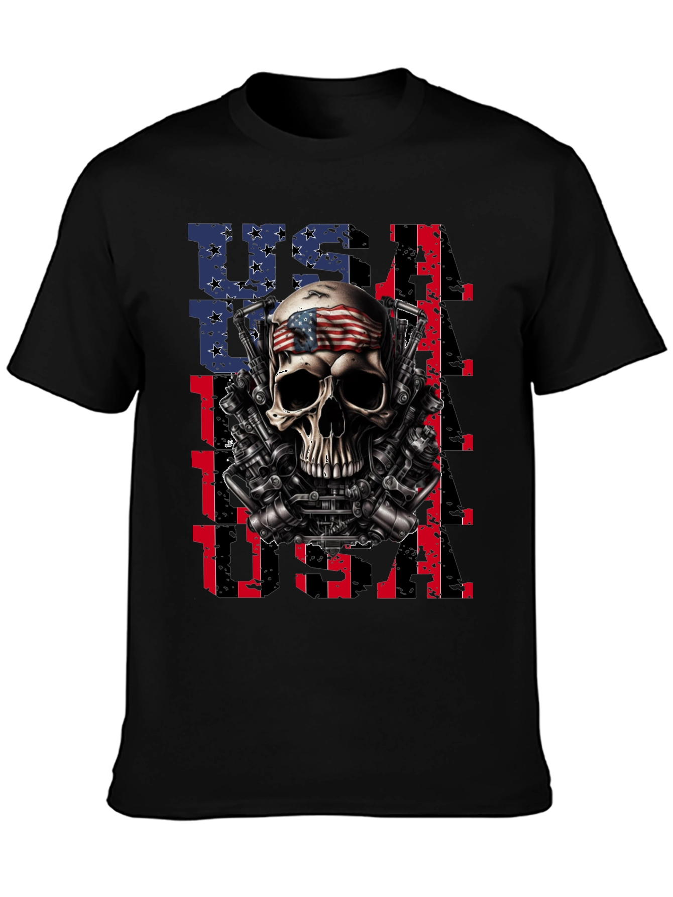 USA Skull Patriotic T-Shirt - Mens Graphic Tee