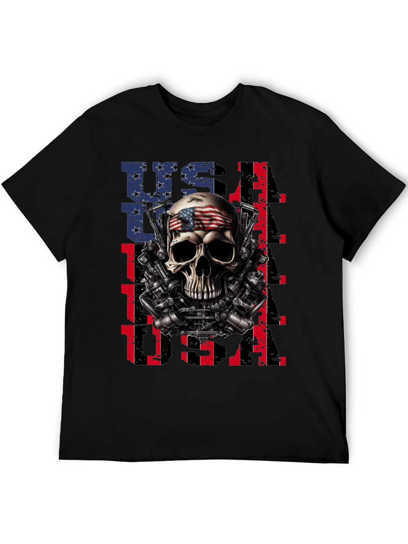 USA Skull Patriotic T-Shirt - Mens Graphic Tee