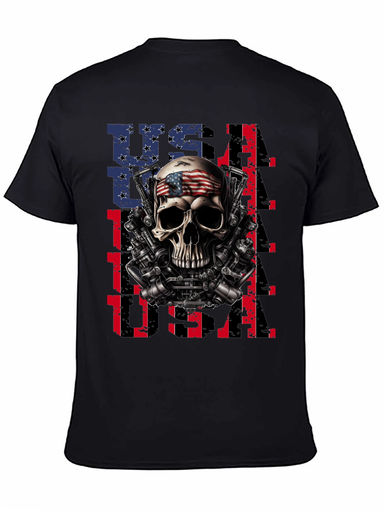 USA Skull Patriotic T-Shirt - Mens Graphic Tee