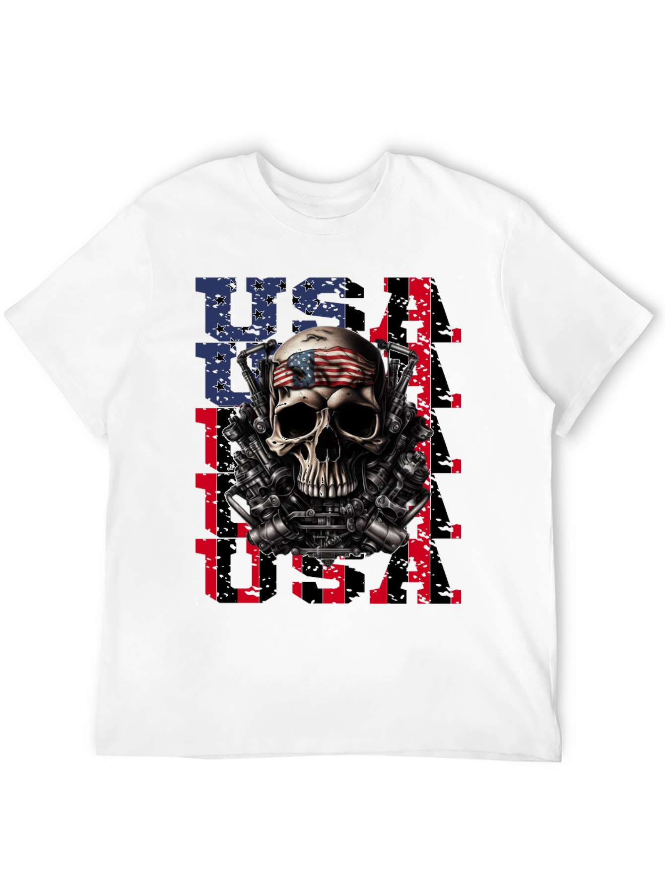 USA Skull Patriotic T-Shirt - Mens Graphic Tee