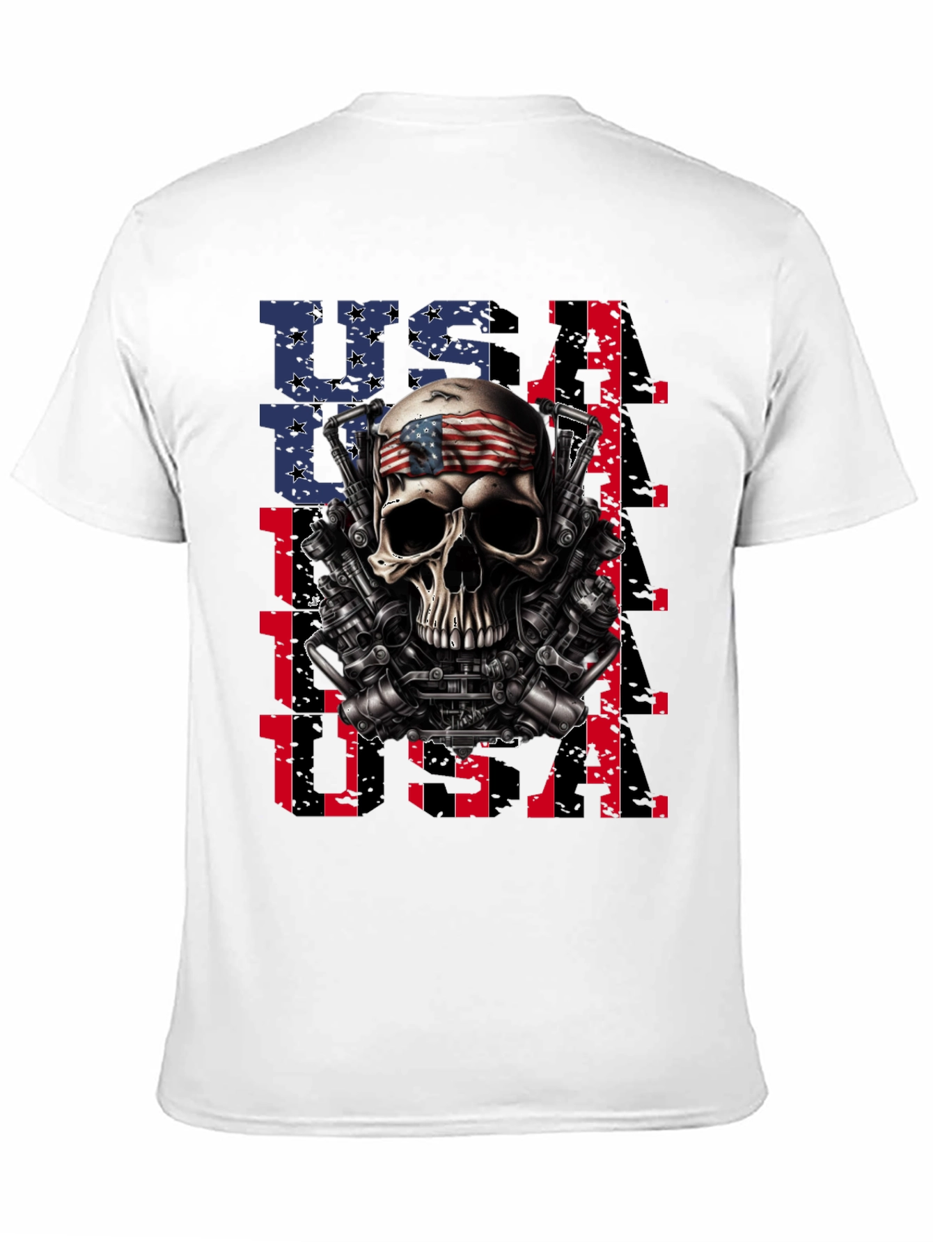 USA Skull Patriotic T-Shirt - Mens Graphic Tee