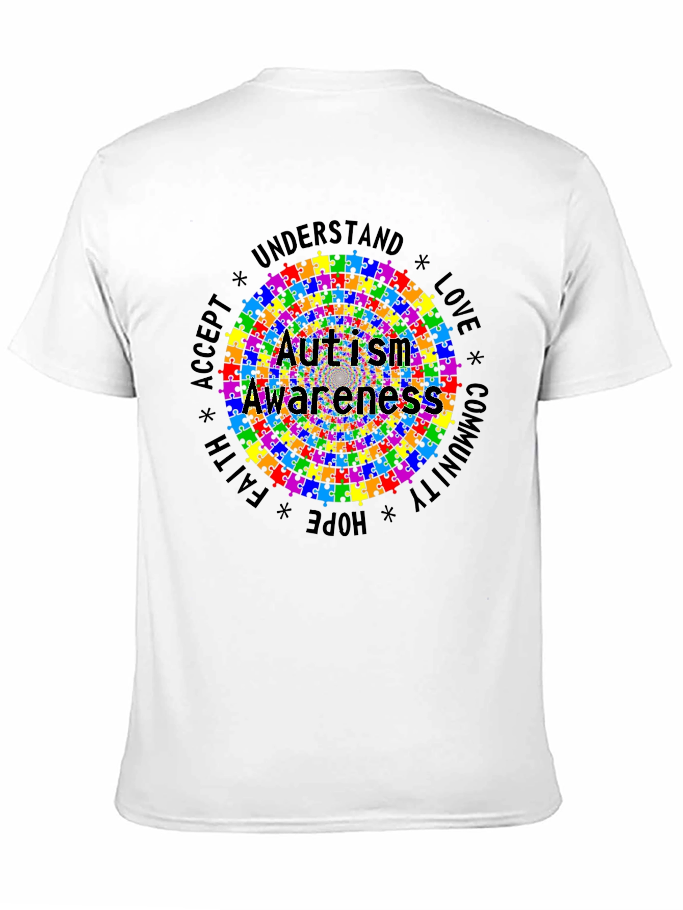 Autism Awareness Puzzle Piece Graphic Tee - Black