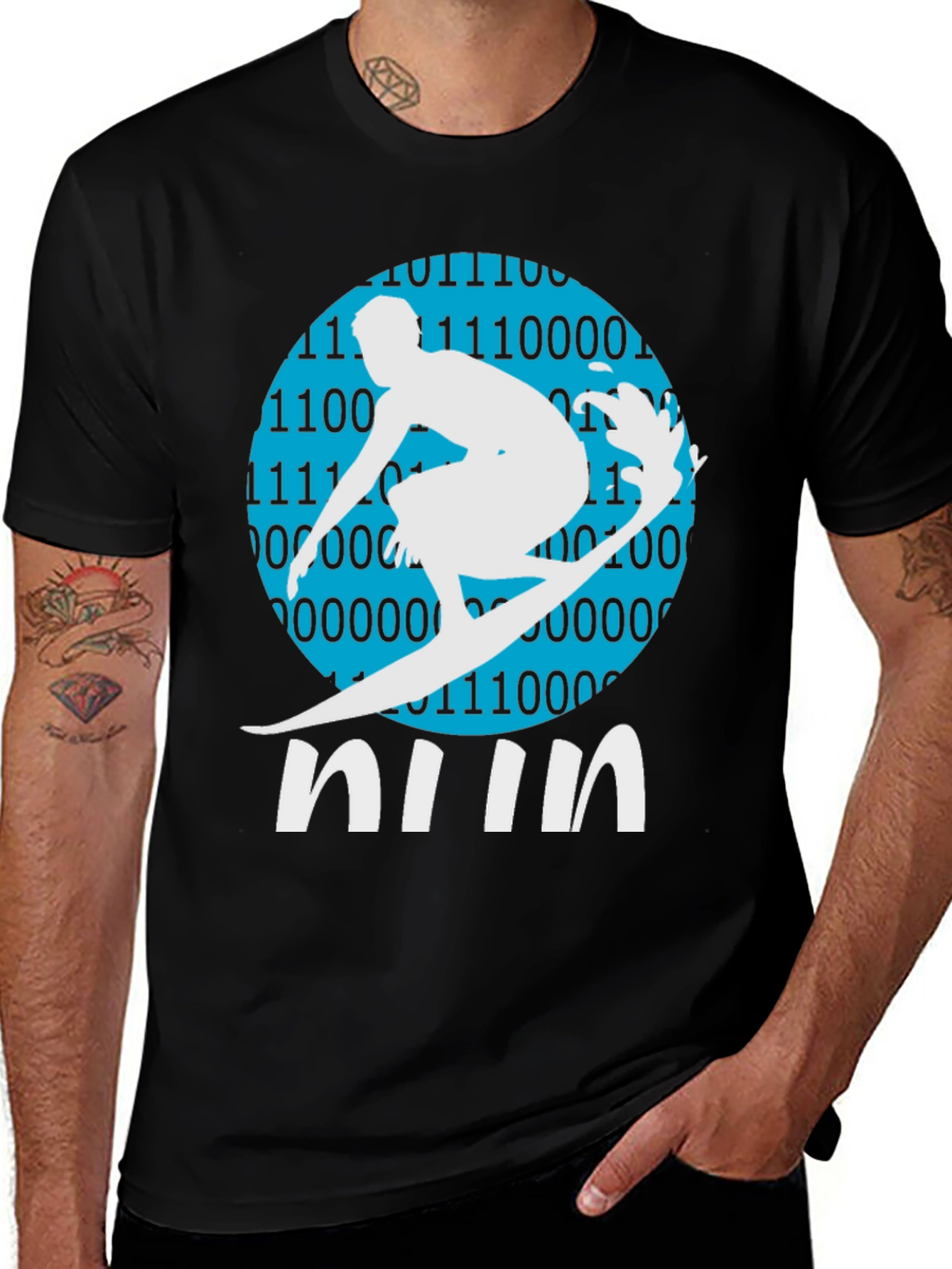 Binary Surfer Tee - Cool Graphic T-Shirt