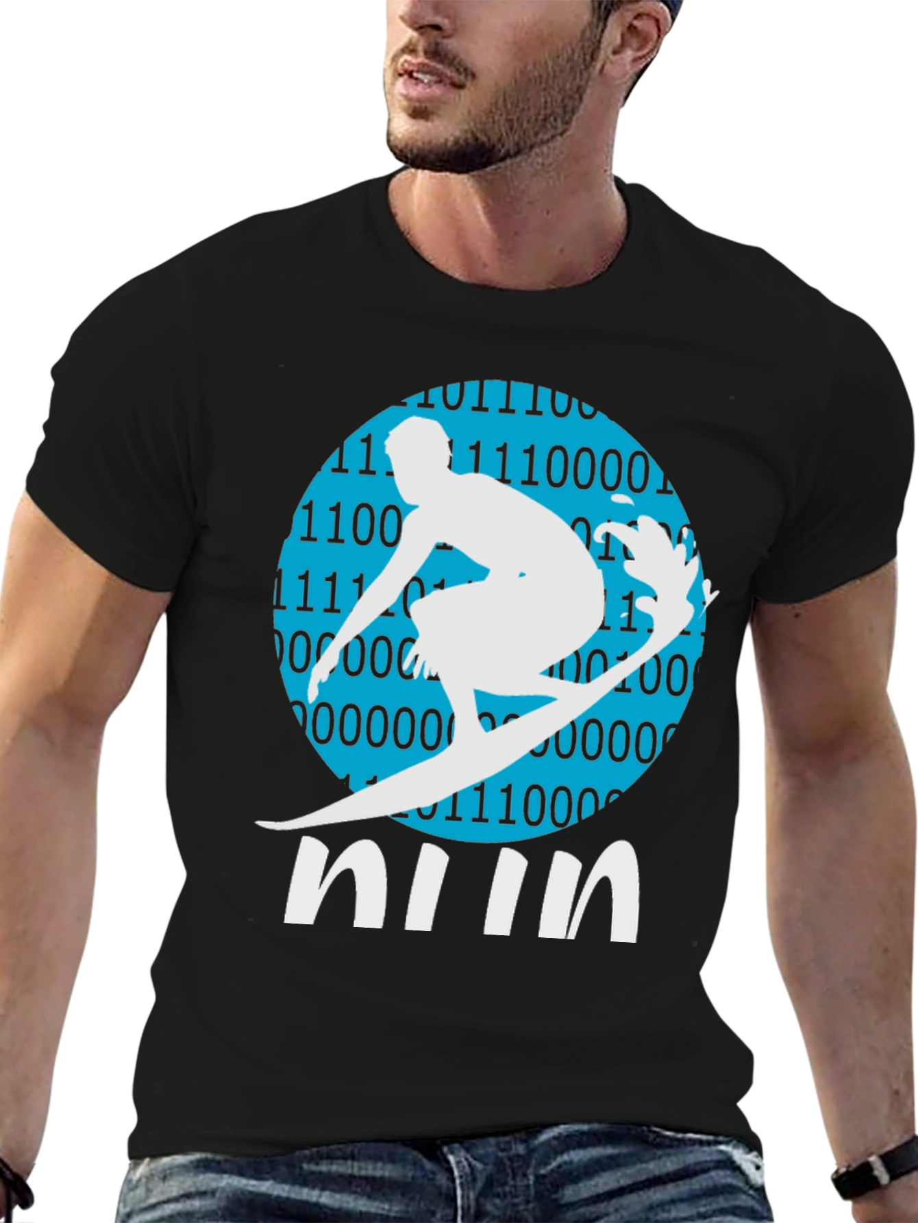 Binary Surfer Tee - Cool Graphic T-Shirt
