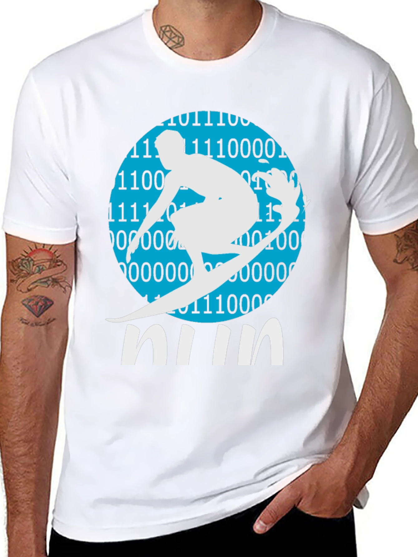 Binary Surfer Tee - Cool Graphic T-Shirt