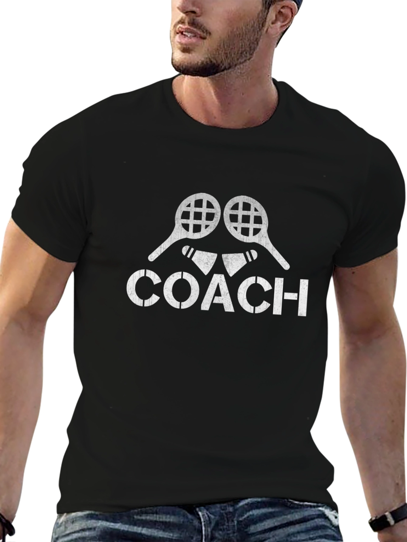Tennis Coach Graphic T-Shirt - Black