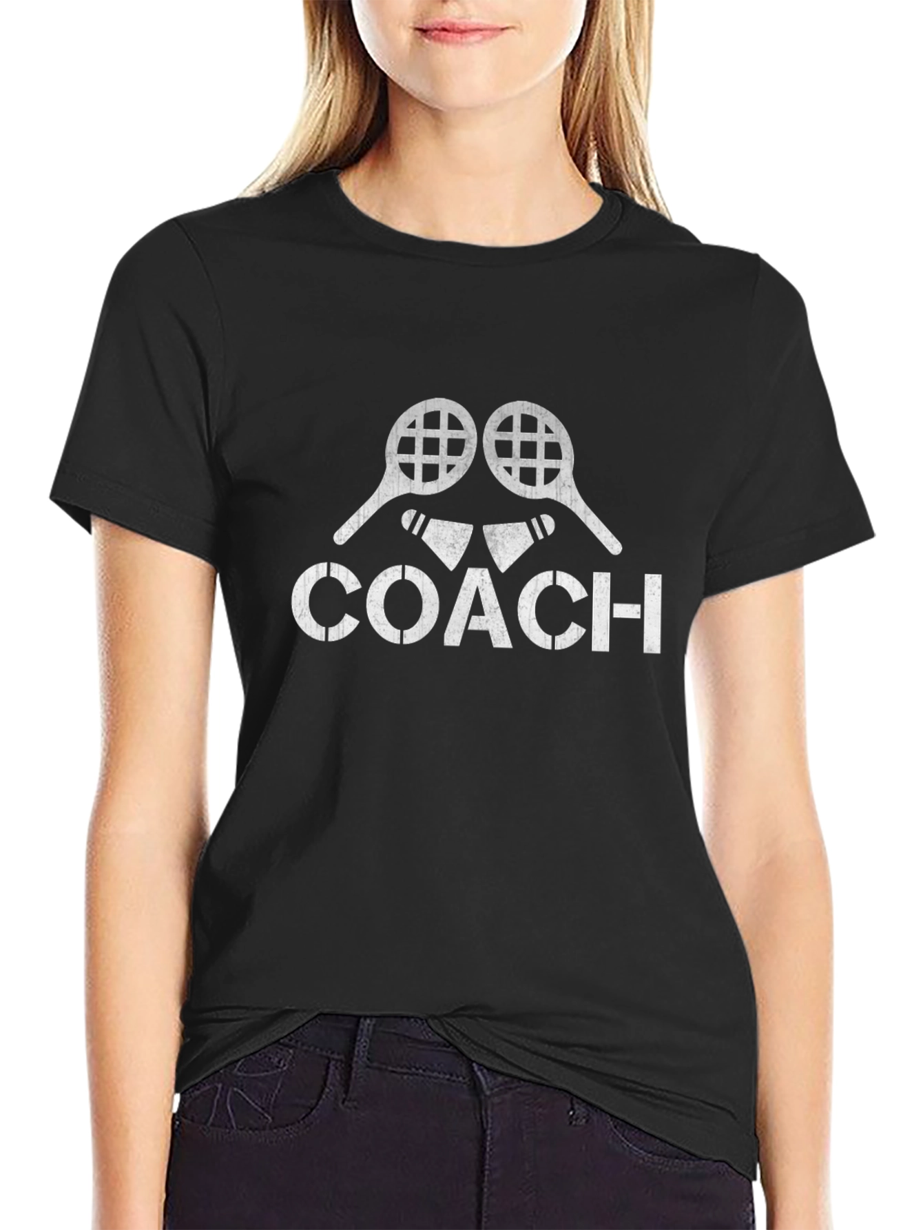 Tennis Coach Graphic T-Shirt - Black