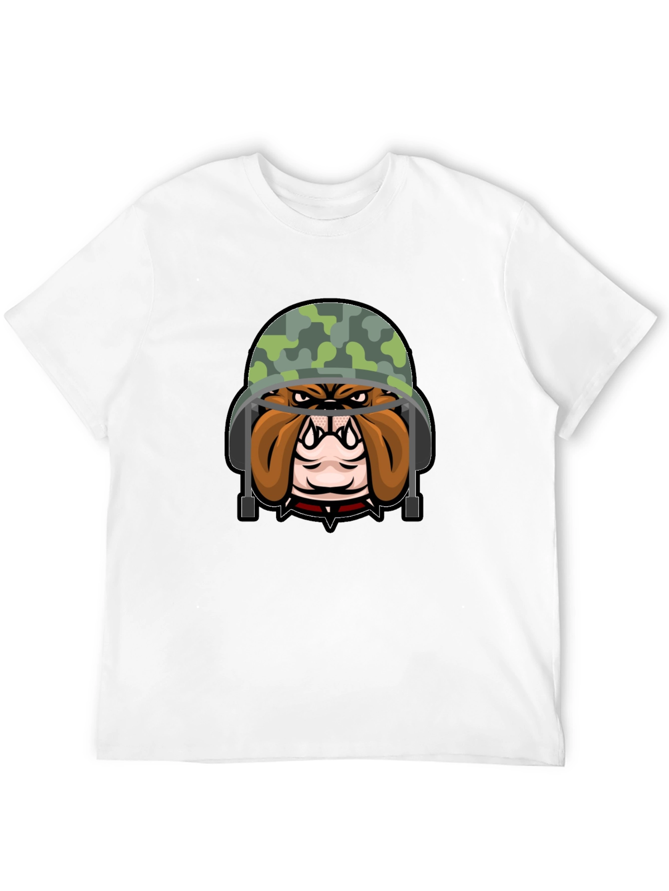 Bulldog Soldier Graphic Tee - Black Cotton T-Shirt