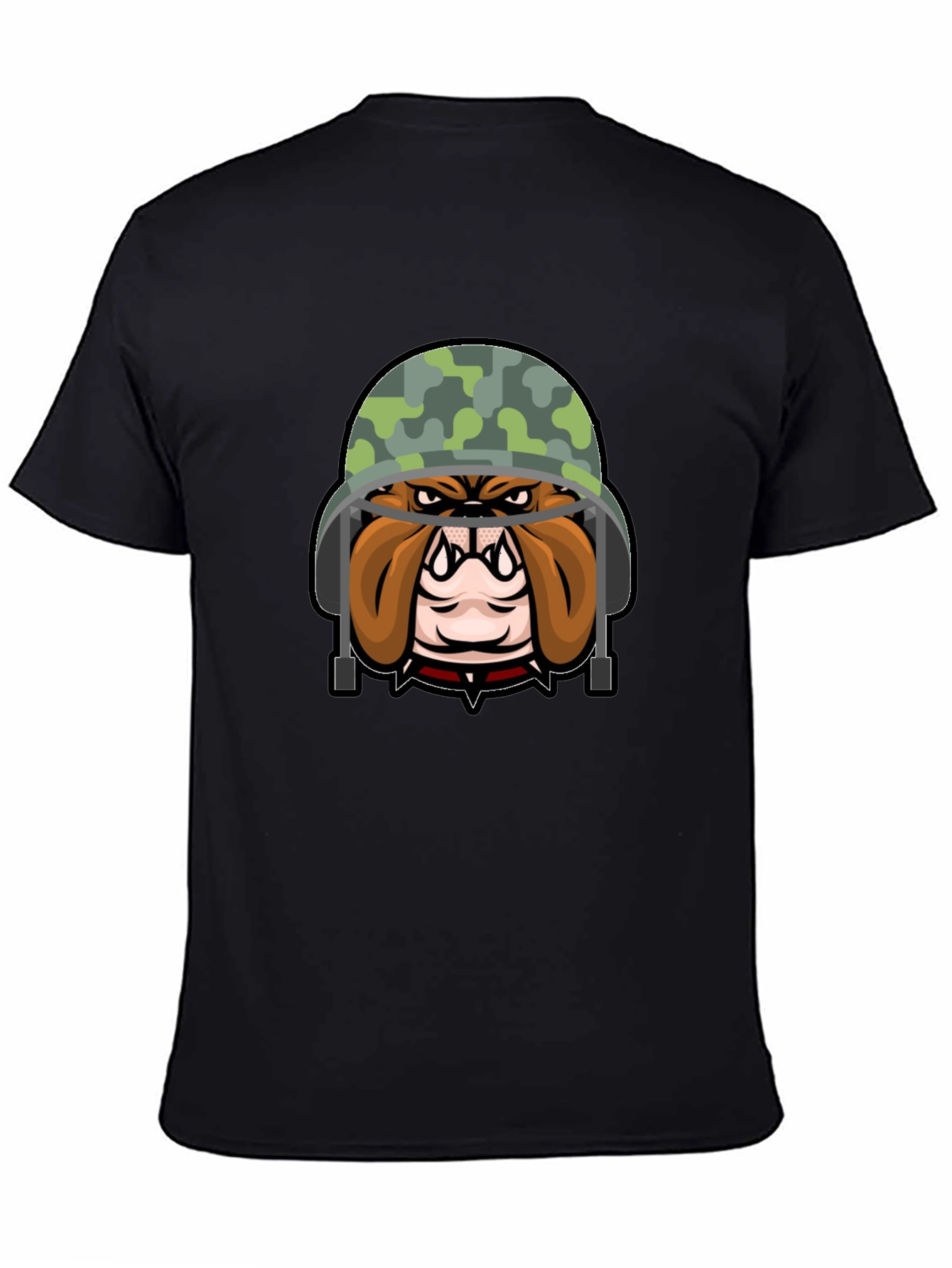 Bulldog Soldier Graphic Tee - Black Cotton T-Shirt