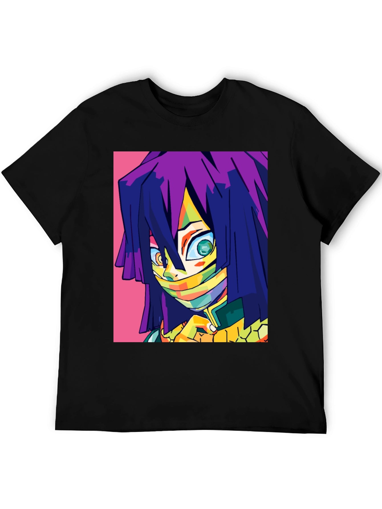 Anime Character Graphic Print Black T-Shirt
