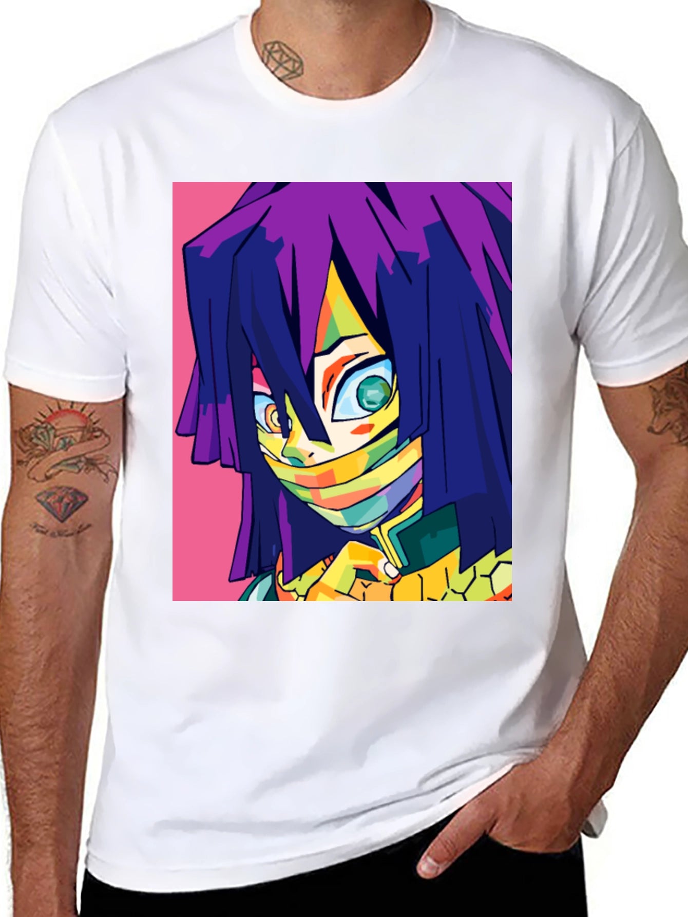 Anime Character Graphic Print Black T-Shirt