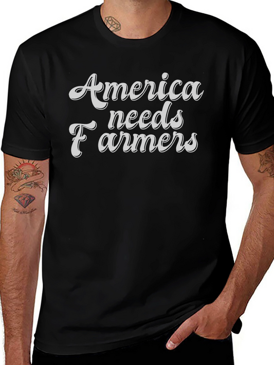 America Needs Farmers Graphic Tee - Black Cotton T-Shirt