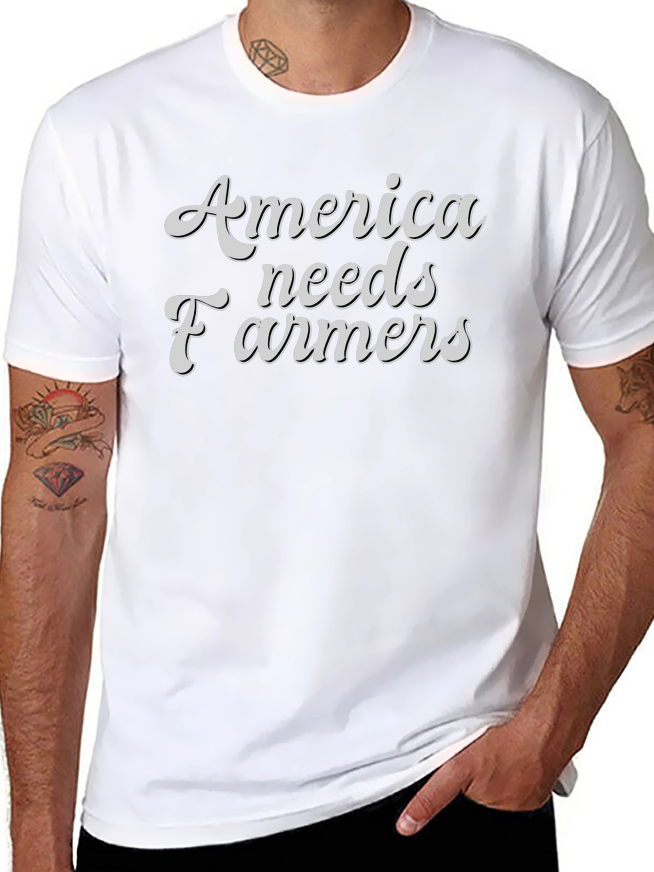 America Needs Farmers Graphic Tee - Black Cotton T-Shirt