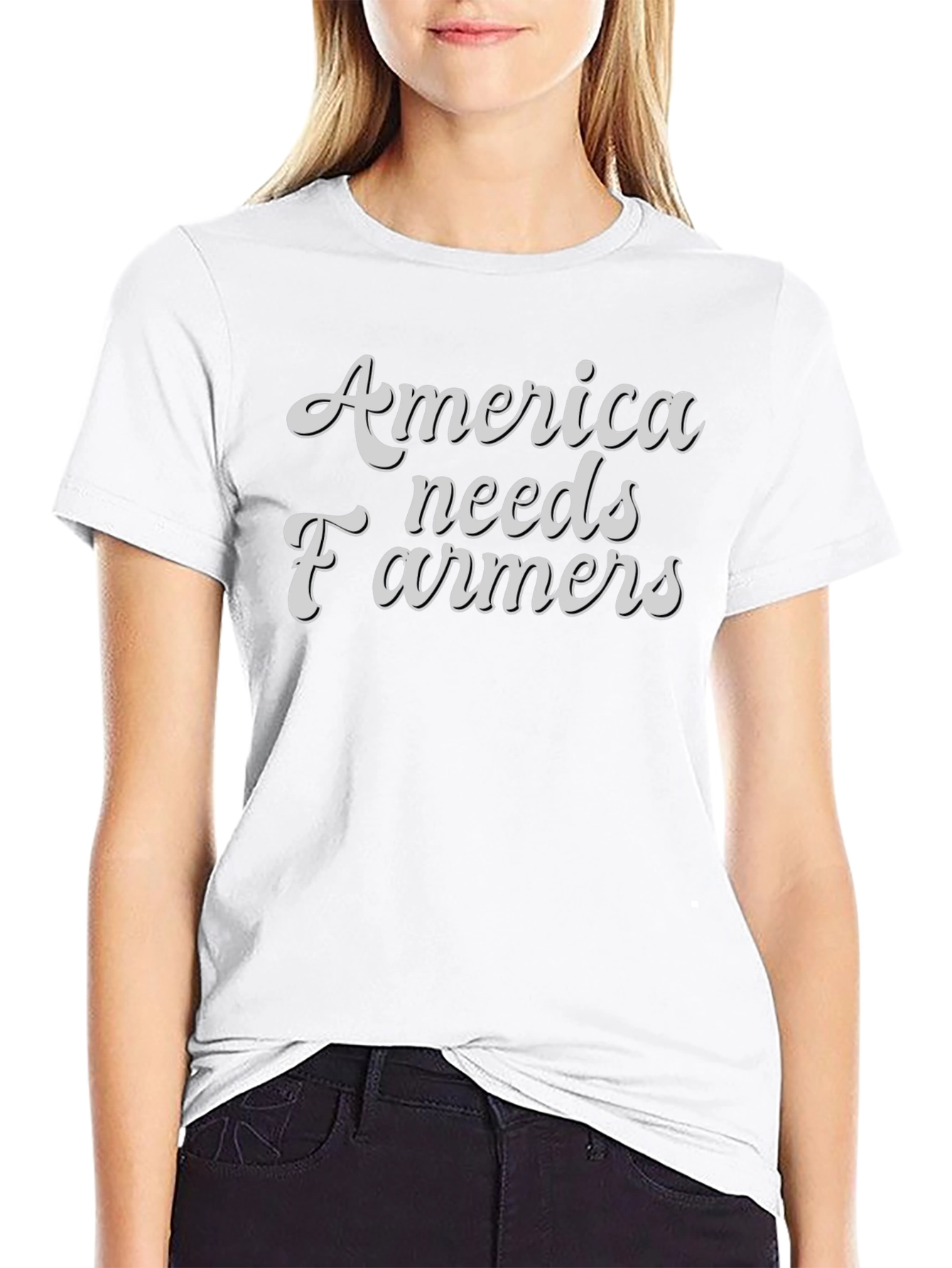 America Needs Farmers Graphic Tee - Black Cotton T-Shirt