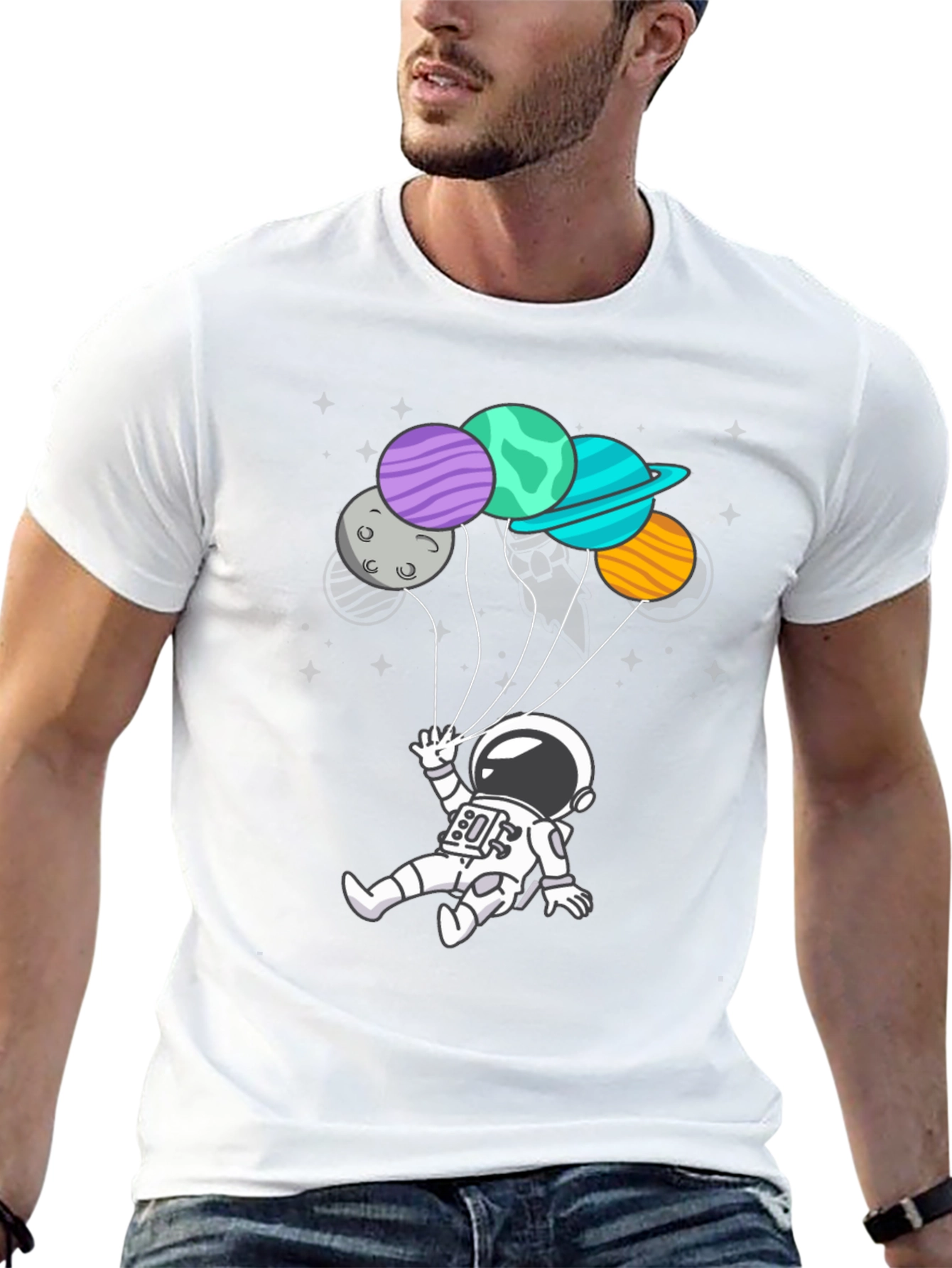 Astronaut Planet Balloon Graphic Tee