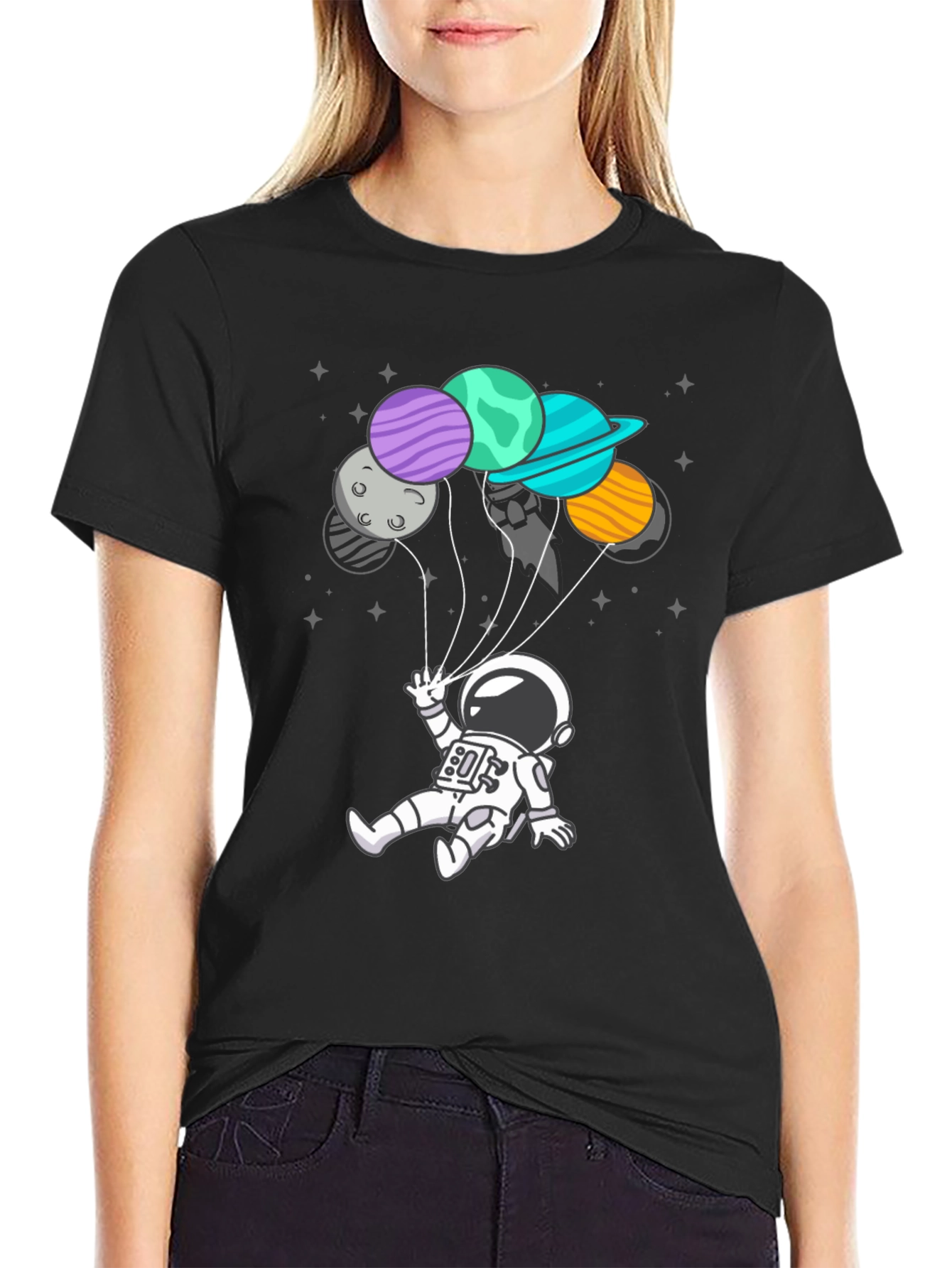 Astronaut Planet Balloon Graphic Tee
