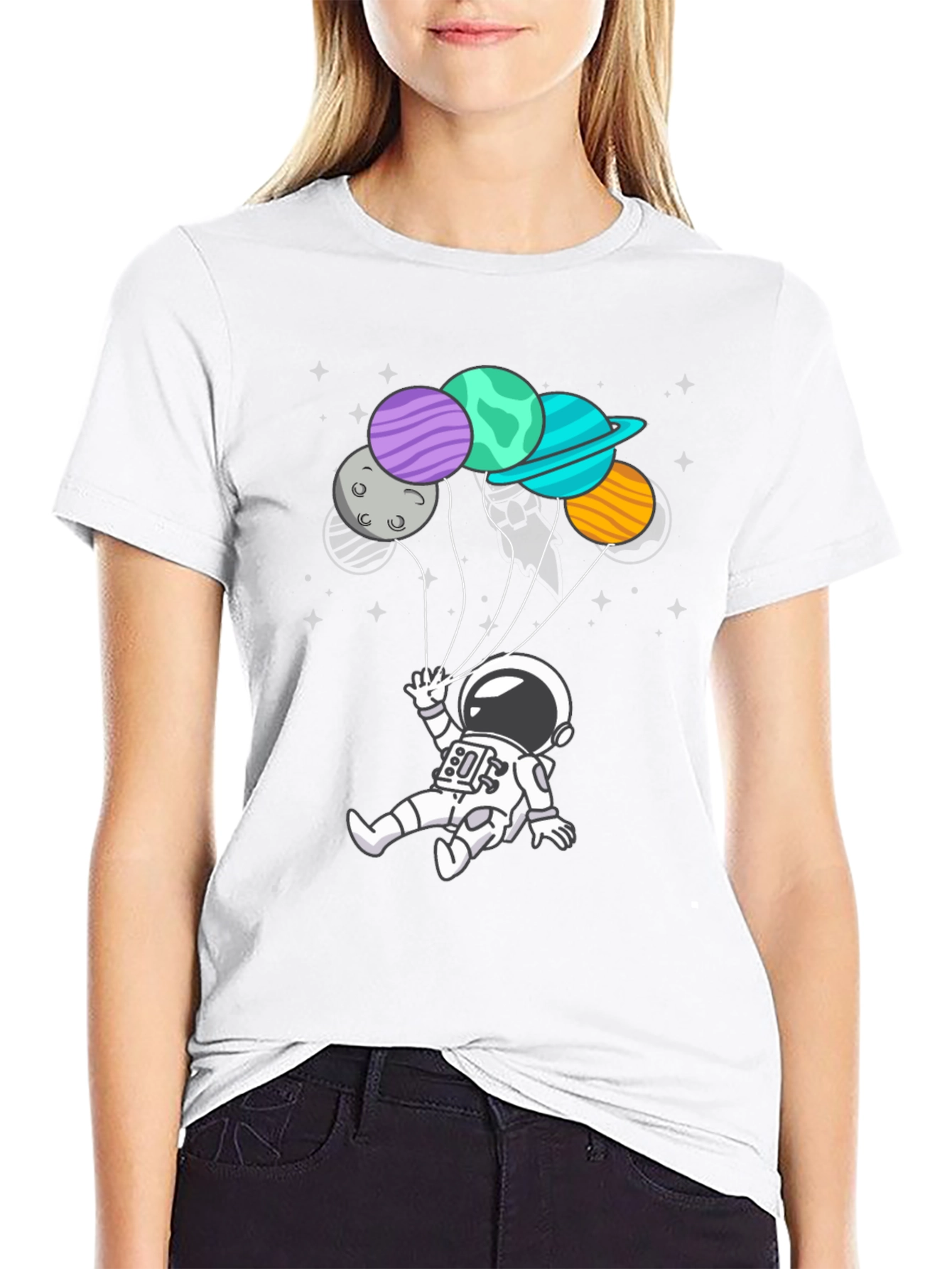 Astronaut Planet Balloon Graphic Tee