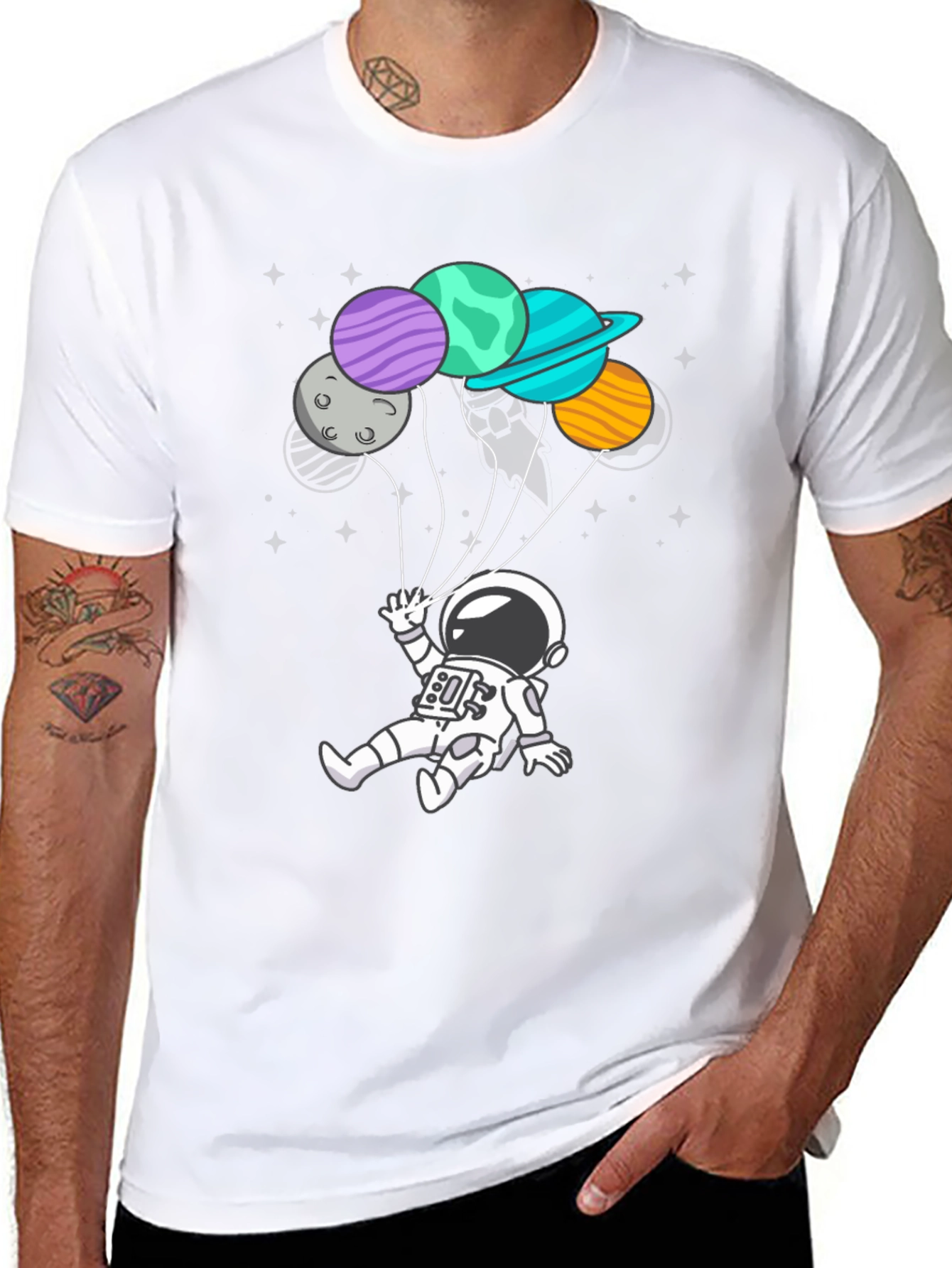 Astronaut Planet Balloon Graphic Tee